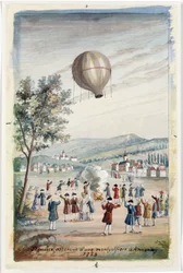 "Primeira Ascensão de um Montgolfier em Annonay", França, 5 de Junho de 1783