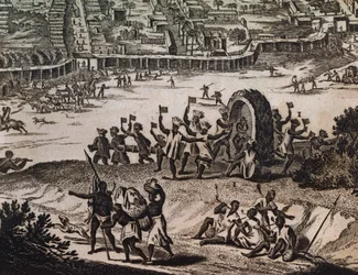 Habitantes de Loango, em terra de Bramas, gravura de Description de l