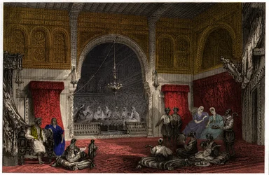 Interior na Argélia, por volta de 1840 (gravura)