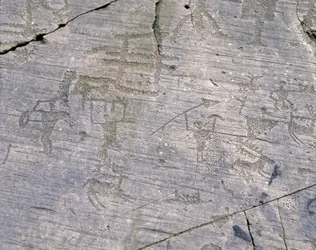 Itália, Lombardia, província de Bréscia, Valcamonica, Parque Nacional das Gravuras Rupestres de Naquane, gravuras rupestres camunas