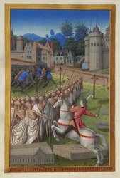 Les Très Riches Heures du Duc de Berry, Folio 90v - O Cavaleiro da Morte