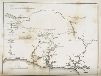 Mapa de Sydney e áreas circundantes, Austrália, c 1798