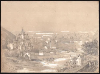 Panorama da cidade de Fecamp, Normandia. 1841 (Desenho)