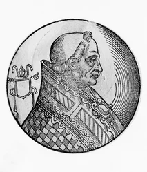 Retrato de Bonifácio II (falecido em 532), 55º Papa da Igreja Católica de 530, gravura