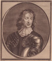 Retrato do general e político britânico John Lambert (1619-1684), gravura em cobre de John Goldar (1729-1795) de pintura de Robert Walker