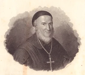 Retrato do Bispo italiano Adeodato Turchi (1724-1803), gravura em cobre de Guzzi de pintura de Francesco Vicira