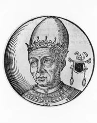 Retrato de São Paulo I (700-767), 93º Papa da Igreja Católica de 757, gravura