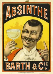 Publicidade para o absinto Barth & Cie, em Chalon sur Saone (Saone et Loire, França), cerca de 1890