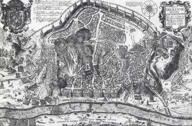 Cidade de Smolensk durante o cerco polaco de 1611, Rússia