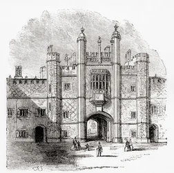 A porta de entrada para Eton College, Eton, Berkshire, Inglaterra, vista aqui no século XIX.
