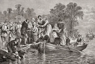 Tobacco Wives ou Tobacco Brides chegam a Jamestown, Virgínia, EUA