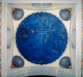 Abóbada da escarlate na Vecchia de Sagrestia ou Sacristia Velha, Basílica de San Lorenzo, Florença