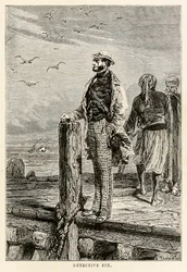 O detective Fix, de A volta ao mundo em oitenta dias de Jules Verne (1828-1905), gravado por Louis Dumont (n. 1822), 1873