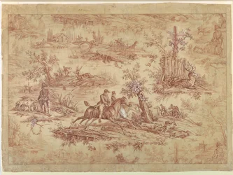 Caricatura para Têxtil Impresso em Algodão, La Route de Jouy