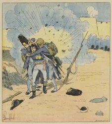 Em Saint-Jean-d&39;Acre os granadeiros Daumesnil e Souchon cobrem Bonaparte com seus corpos para