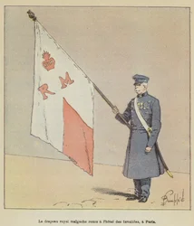A bandeira real malgaxe concedida ao Hotel des Invalides em Paris