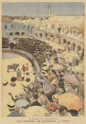 Tourada no anfiteatro romano de Nimes