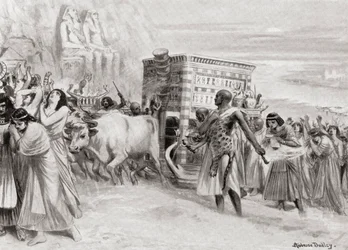 Uma procissão fúnebre durante a XIX dinastia, antigo Egito, de Hutchinsons História das Nações, pub.1915