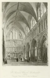 St Saviours Church, Southwark, 1850, antigamente St Mary Overyes, olhando para o sudeste