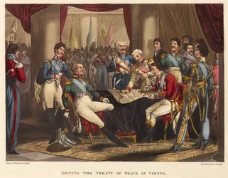 Assinatura do Tratado de Paz em Viena, 1818 (aquatinta colorida)