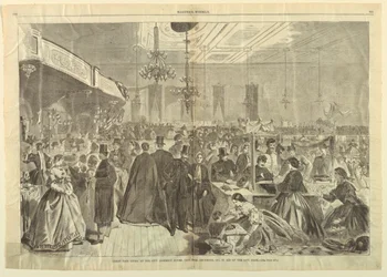 Grande Feira Dada no City Assembly Rooms, Nova York, dezembro de 1861, em Aid of City Poor, da Harper