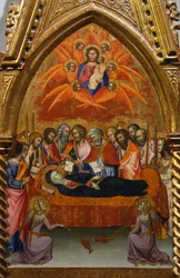 Altarpiece com cenas da Virgem: dormition de Bartolo di Fredi (1330-1410)