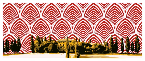 Paisagem da Toscana em estilo Art Déco