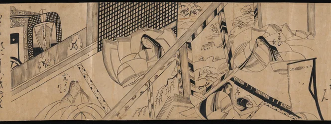 Capítulos "Akashi", "Bóias do Canal" ("Miotsukushi"), "O Remendo de Absinto" ("Yomogiu"), "Portão" ("Sekiya") e "Concurso de Imagens" ("E-awase") do Conto de Genji (Genji monogatari)