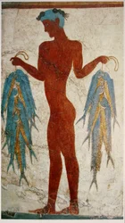 Fresco de um pescador com Coryphaena hippurus