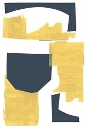 Formas abstratas em dourado e azul