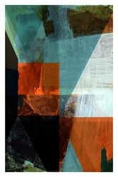Geometria em azul-petróleo e laranja
