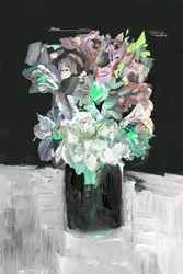 Buquê floral com um toque pictórico vibrante