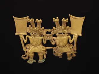 Pingente com duas figuras, c.700-1520 (tumbaga de liga de ouro e cobre)