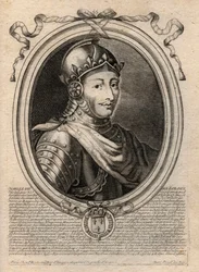 Retrato de Carlos VIII (1470-1498) Rei francês da Dinastia Valois - Carlos VIII (1470-98) Rei da França - gravura de 