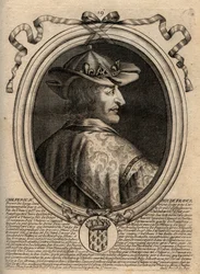 Retrato de Chilperic II (c. 670 - 721), Rei de Neustria - CHILPERIC II rei dos Francos - gravura de 