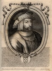 Retrato de Clotaire (Clothaire) II (584 - 628), Rei de Neustria e Rei dos Francos - Clotaire ou Clotar II (d.629) Rei dos Francos - gravura de 