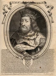 Retrato de Clóvis I (v. 466 - 511), Rei dos Francos - Retrato de Clóvis I (466-511), Rei dos Francos - gravura de 