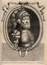 Retrato de Dagobert, Rei dos Francos de 628 a 638 - Dagobert (605-39) Rei dos Francos - gravura de 