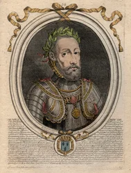 Retrato de Henrique II (1519-1559) Rei da França - Henrique II (1519-59), Rei da França - gravura de 