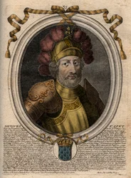 Retrato de Hugues I Capet (ca. 941 - 996), Duque de França e depois Rei de França - Retrato de Hugues I Capet (c941-996), Rei de França - gravura de 
