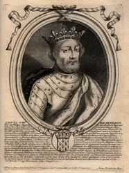Retrato de Luís VIII (1187 - 1226), Rei de França - Luís VIII (1187-1226) Rei de França - gravura de "Les Augustes Representations of all the Kings of France from Pharamond to LouisXIV", Paris