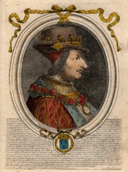 Retrato de Luís XI (1423-1483), Rei de França - Retrato de Luís XI de França (1423-1483), Rei de França - gravura de 