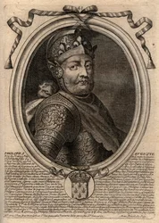 Retrato de Philip II dit Philippe Auguste (1165-1223) - Philip Augustus II (1165-1223) Rei da França - gravura de 
