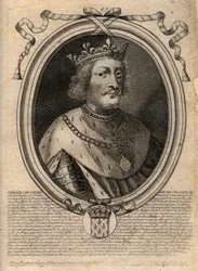 Retrato de Philippe VI de Valois (1294 - 1350), Rei de França - Philip VI de Valois (1293-1350) Rei de França - gravura de "Les Augustes Representations de tous les Kings de France de Pharamond a LouisXIV", Paris