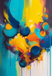 Composição abstrata com cores vibrantes, impressão de arte mural a pedido