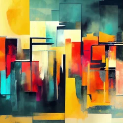 Formas abstractas em cores quentes vermelho e laranja, impressões de arte de parede