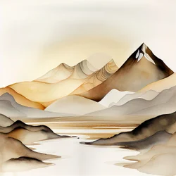 Paisagem natural abstrata e suave, montanhas em acrílico, impressões murais