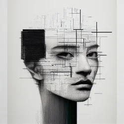 Minimalismo Desenho de rosto humano, impressões artísticas a pedido