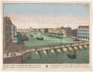 Vista do Binnen-Amstel entre o Blauwbrug e o Hogesluis em Amesterdão
El rio Amstel, que por adentro mirahacia el puente de la represa de l