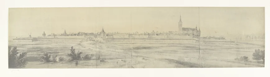Vista de Elburg, 1672 Fotos de desenhos da invasão francesa da Holanda em 1672 por Adam Frans van der Meulen preservados na Manufacture des Gobelins (título da série)